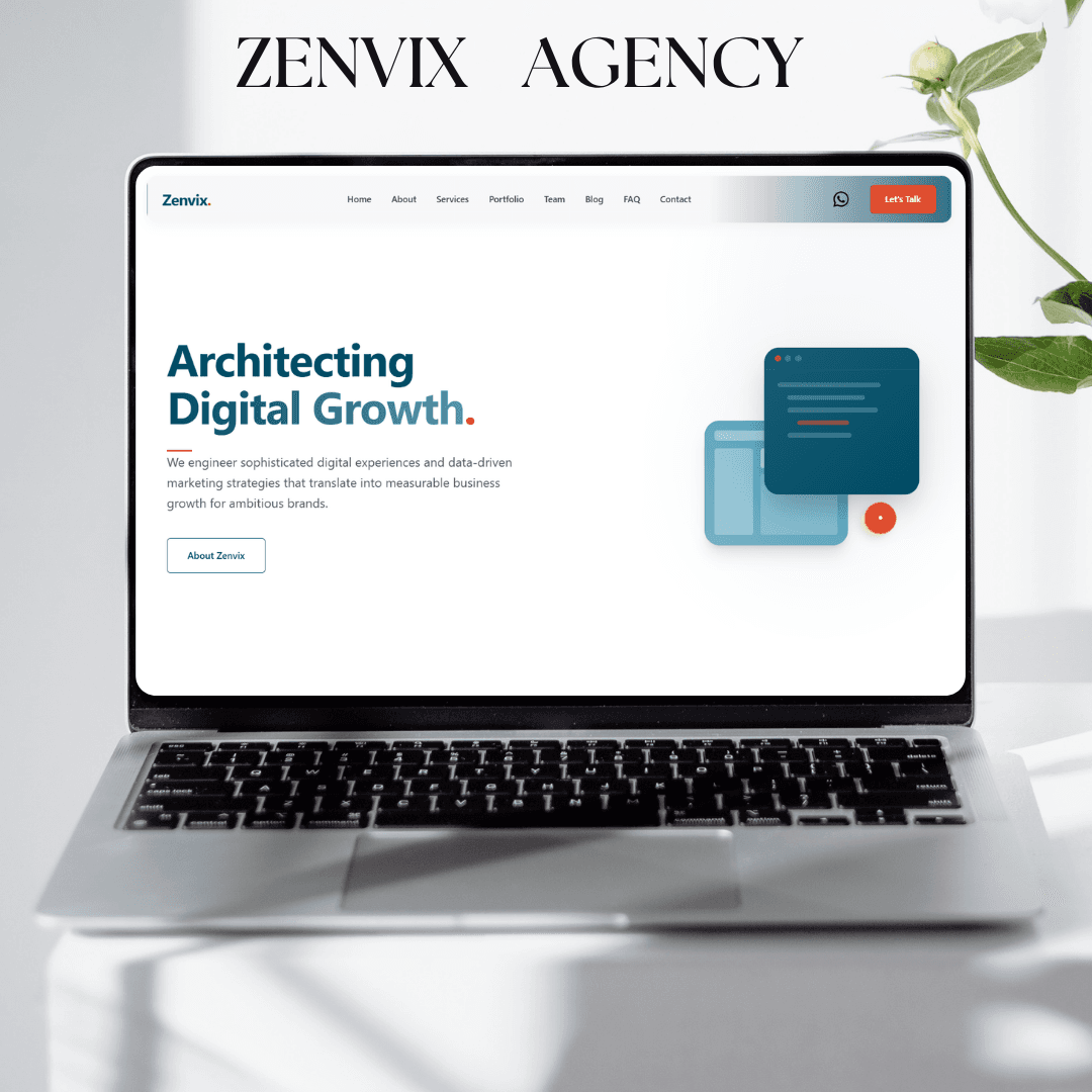 Zenvix agency website shown on a laptop
